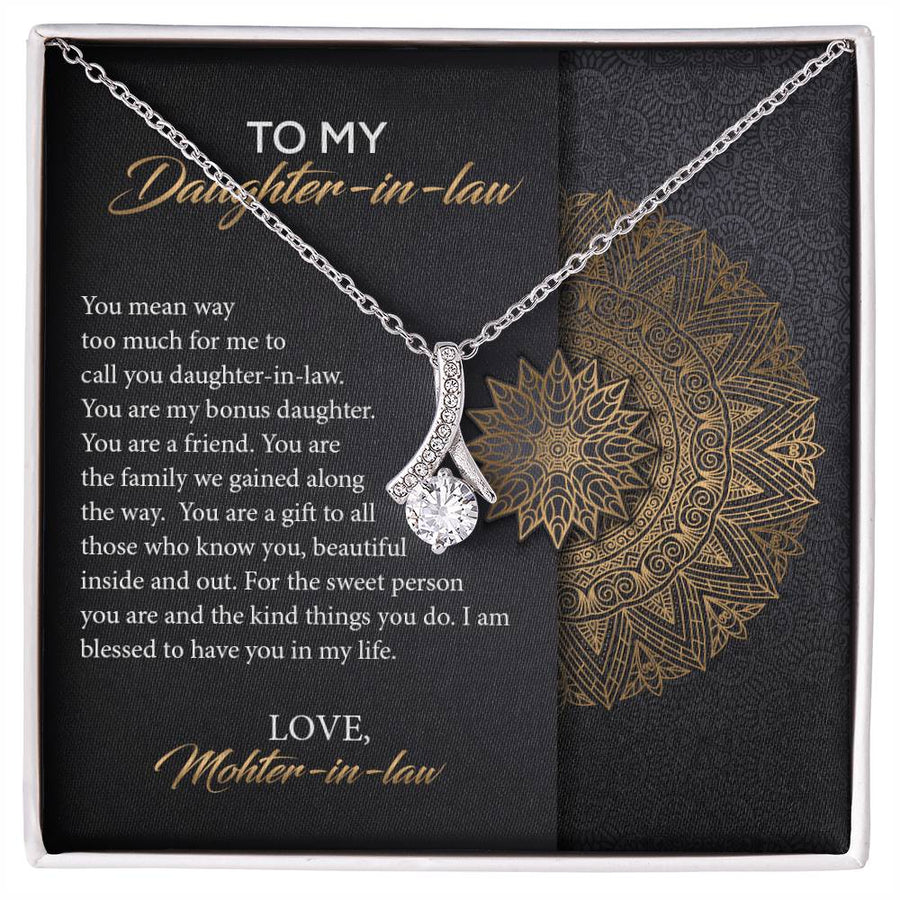 Bonus Daughter Family Gift Mandala Card 18K Yellow Gold Finish Alluring Beauty Necklace Jewelry Heartfelt Present for Daughter-in-law