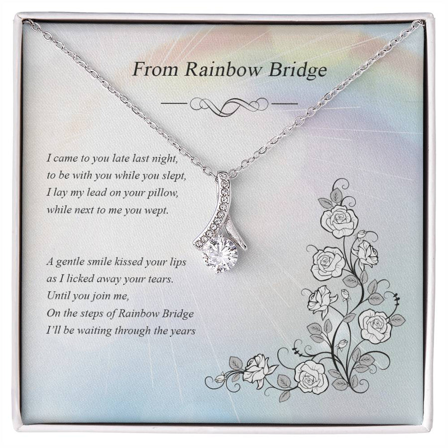 A Rose From Rainbow Bridge Necklace 18K Yellow Gold Finish Alluring Beauty Necklace Jewelry Heartfelt Gift for Beautiful Woman Pet Loss