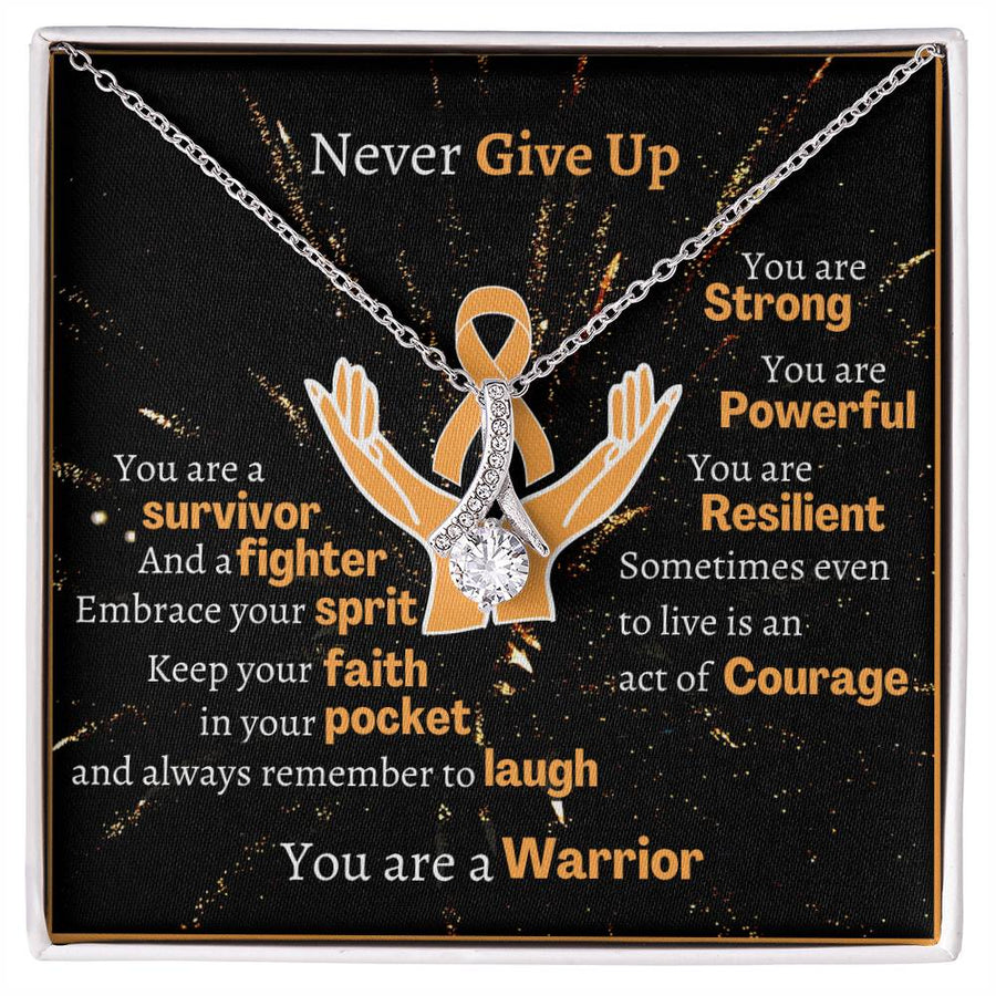 Strong Powerful Resilient Fighter 18K Yellow Gold Finish Alluring Beauty Necklace Jewelry Appendix Cancer Warrior Awareness Gift