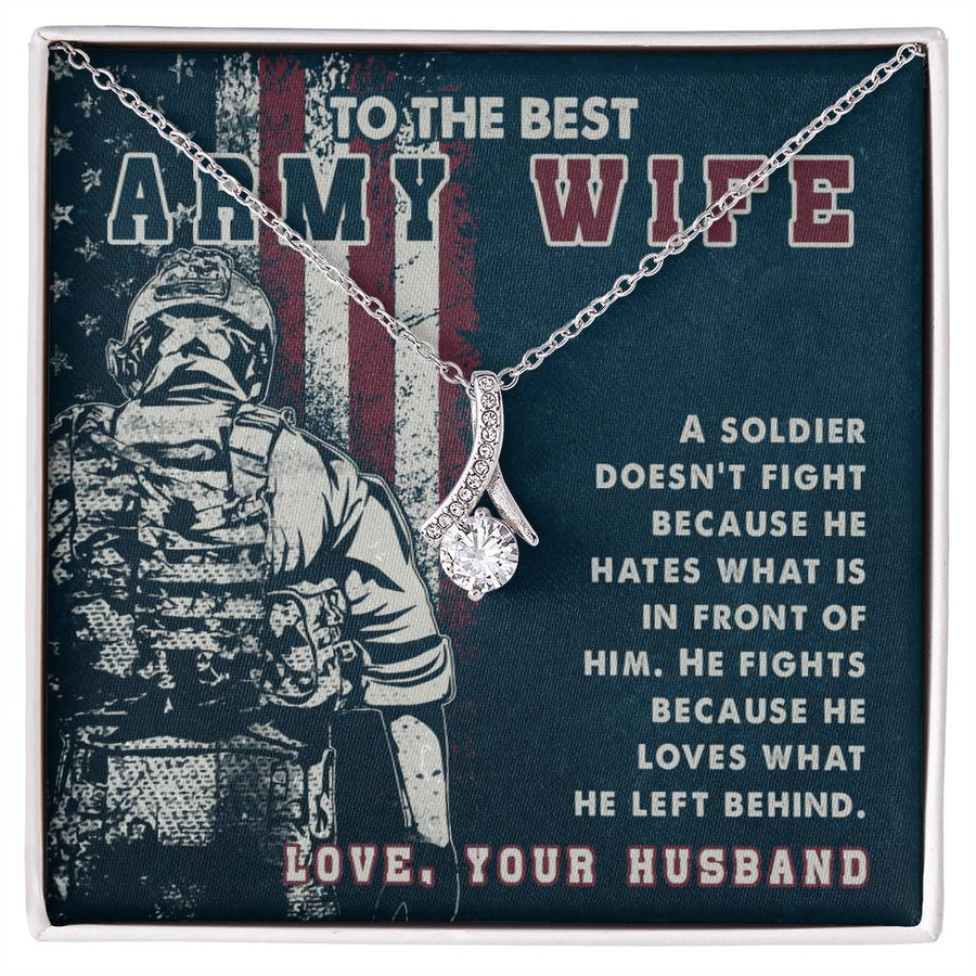 Best Army Wife Patriot Love Necklace 18K Yellow Gold Finish Alluring Beauty Necklace Jewelry Soldier's Devotion Gift for Military Wife