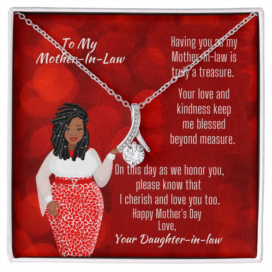 Love And Kindness Keep Me Blessed 14K White Gold Finish Alluring Beauty Necklace Jewelry Beautiful Gift for Amazing Mother-In-Law