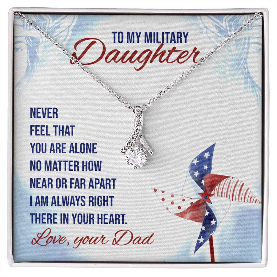 Heart Connection Proud Service 14K White Gold Finish Alluring Beauty Necklace Jewelry Loving Gift for Brave Girl Armed Forces
