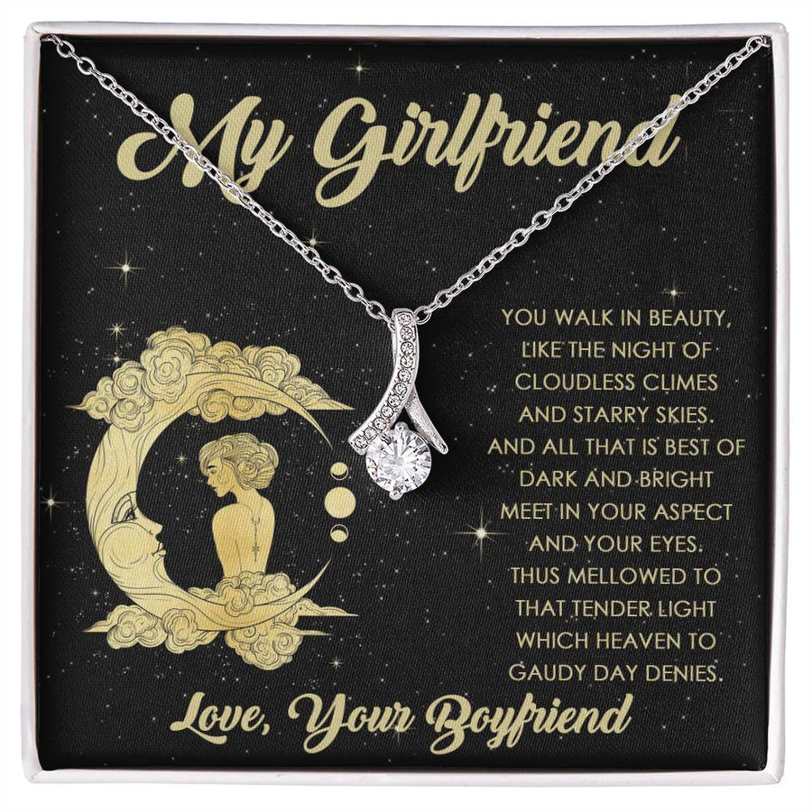 You Walk In Beauty Like The Night 18K Yellow Gold Finish Alluring Beauty Necklace Jewelry Elegant Gift for Stunning Girlfriend from Boyfriend