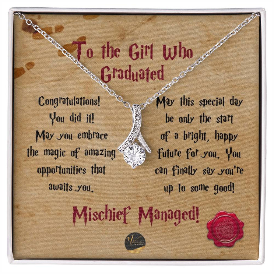 Mischief Managed Magical Graduate Girl 18K Yellow Gold Finish Alluring Beauty Necklace Jewelry Whimsical Graduation Gift for Beautiful Daughter