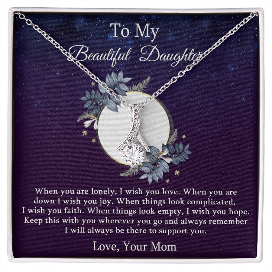 Beautiful Daughter Endless Support 18K Yellow Gold Finish Alluring Beauty Necklace Jewelry Perfect Gift for Daughter Birthday
