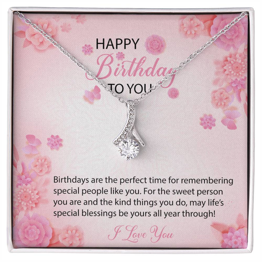 Sweet Person Kind Things Birthday 14K White Gold Finish Alluring Beauty Necklace Jewelry Perfect Gift for Birthday Girl