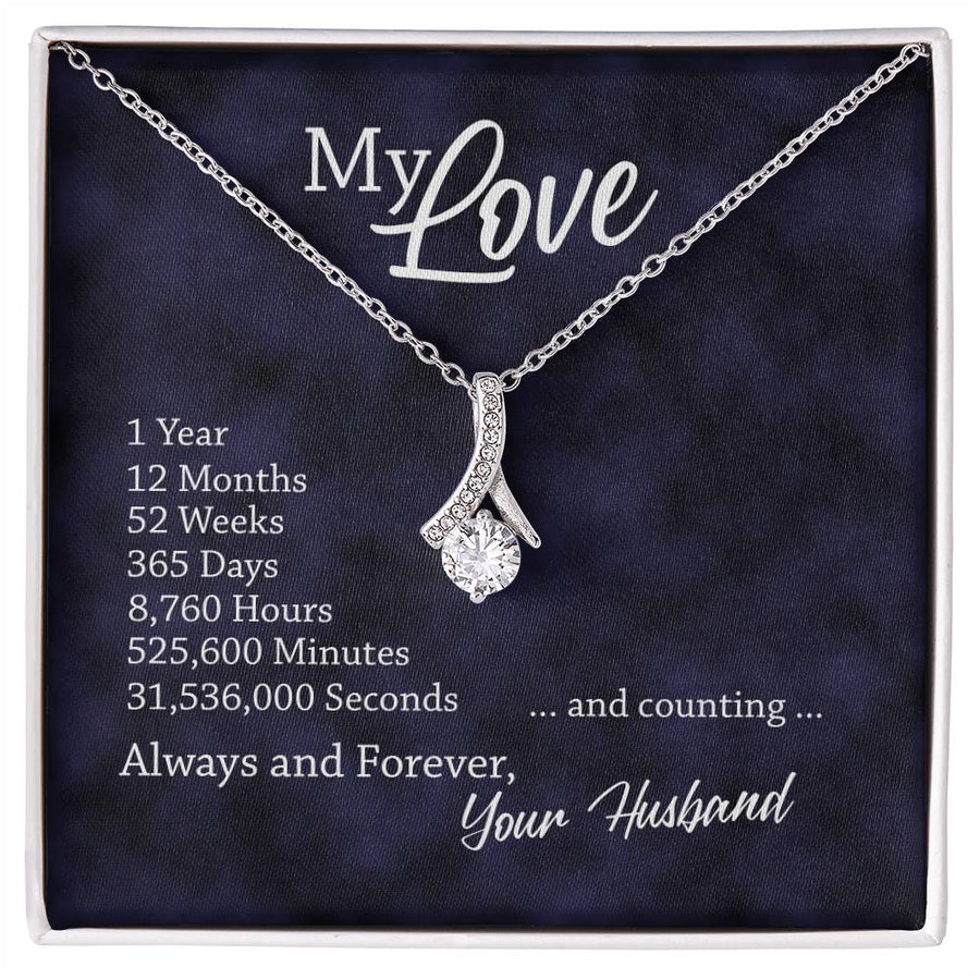 Timeless Beautiful Wife 1 Year Milestones 18K Yellow Gold Finish Alluring Beauty Necklace Jewelry Romantic Anniversary Gift for Beautiful Wife from Husband
