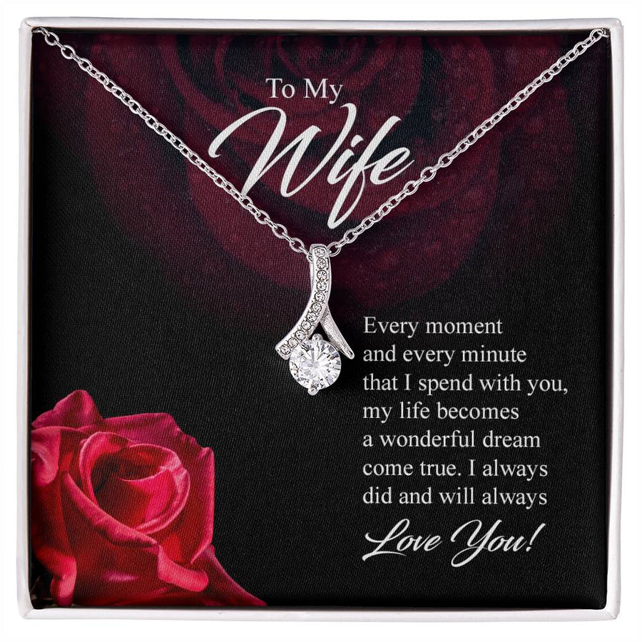 Every Moment With You Dream Wife 14K White Gold Finish Alluring Beauty Necklace Jewelry Heartfelt Present for Stunning Wife Birthday