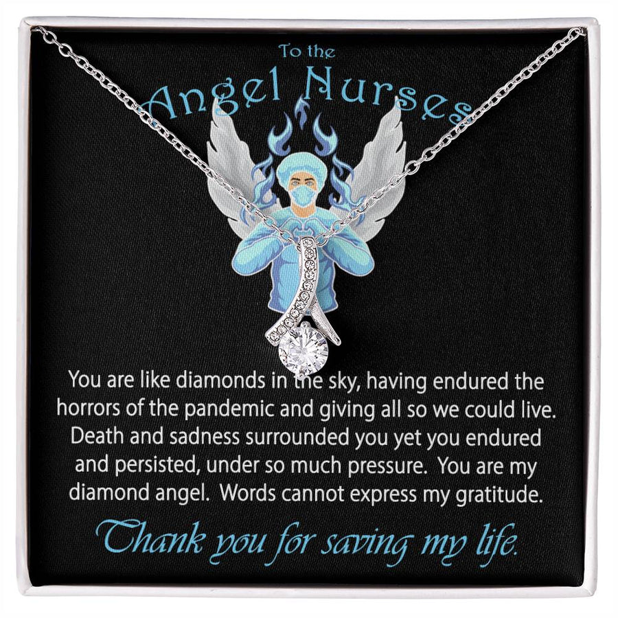 Thank You For Saving My Life 14K White Gold Finish Alluring Beauty Necklace Jewelry Beautiful Gift for Nurse Healthcare Hero