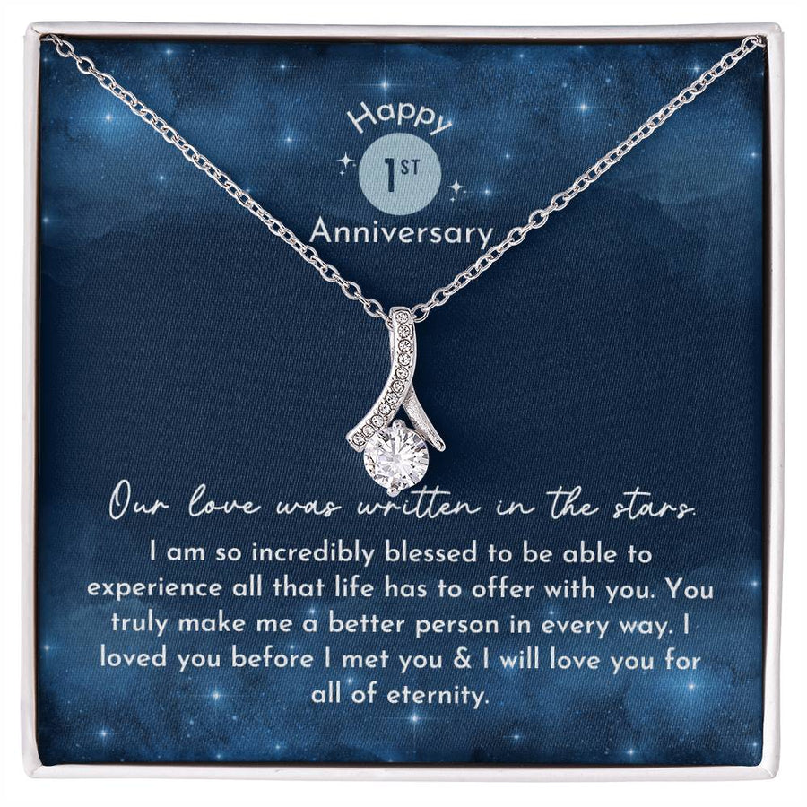 Written In The Stars Beautiful Wife 1st Anniversary 18K Yellow Gold Finish Alluring Beauty Necklace Jewelry Romantic Gift for Soulmate Wife from Husband