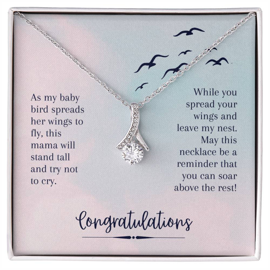 Soaring High Above The Rest 14K White Gold Finish Alluring Beauty Necklace Jewelry Inspirational Gift for Baby Girl Graduation