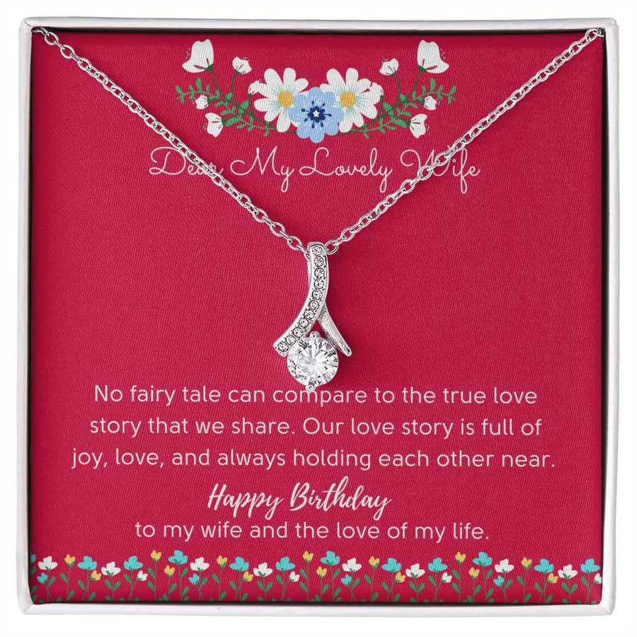 Joy And Love Always Near Wife Birthday Gift 14K White Gold Finish Alluring Beauty Necklace Jewelry Sentimental Present for Stunning Wife