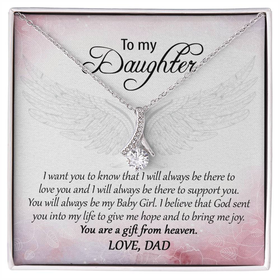 Gift From Heaven Daddy’s Support 18K Yellow Gold Finish Alluring Beauty Necklace Jewelry Uplifting Gift for Daughter Spiritual Love