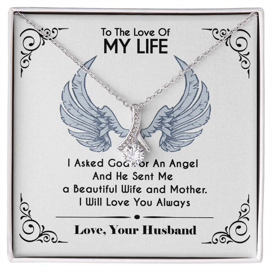 God Sent Me Beautiful Wife Mother 18K Yellow Gold Finish Alluring Beauty Necklace Jewelry Romantic Gift for Wife Angel Theme