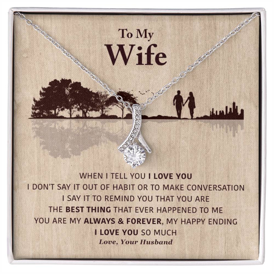 Best Thing Ever Happened Wife Always Forever 18K Yellow Gold Finish Alluring Beauty Necklace Jewelry Beautiful Gift for Wife Anniversary