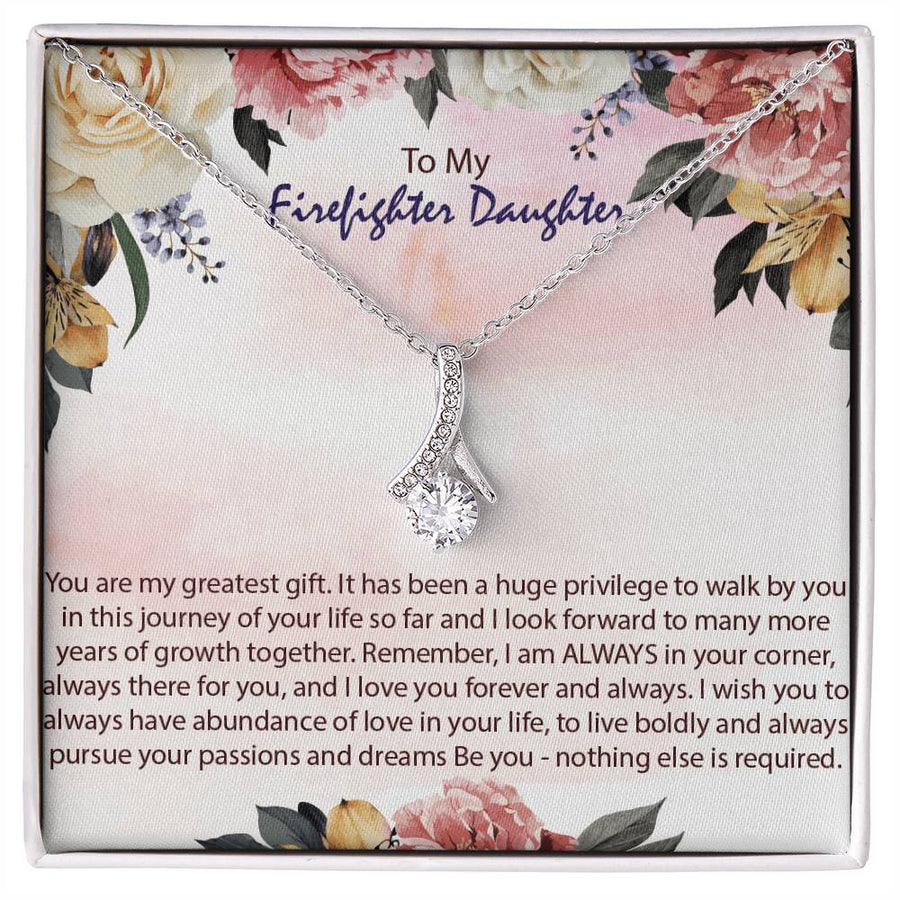 Privilege to Walk By You Firefighter Daughter Necklace 18K Yellow Gold Finish Alluring Beauty Jewelry Heartfelt Present for Brave Daughter