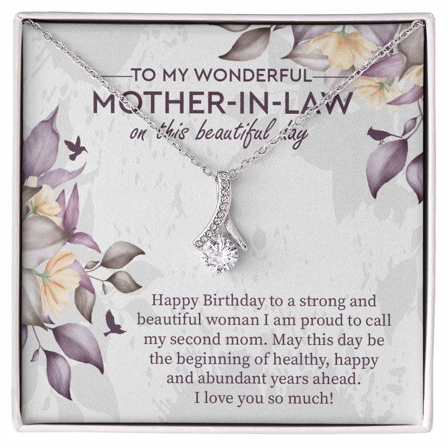 Beautiful Day Watercolor Joyful Wishes 18K Yellow Gold Finish Alluring Beauty Necklace Jewelry Elegant Gift for Strong Mother-in-law Birthday