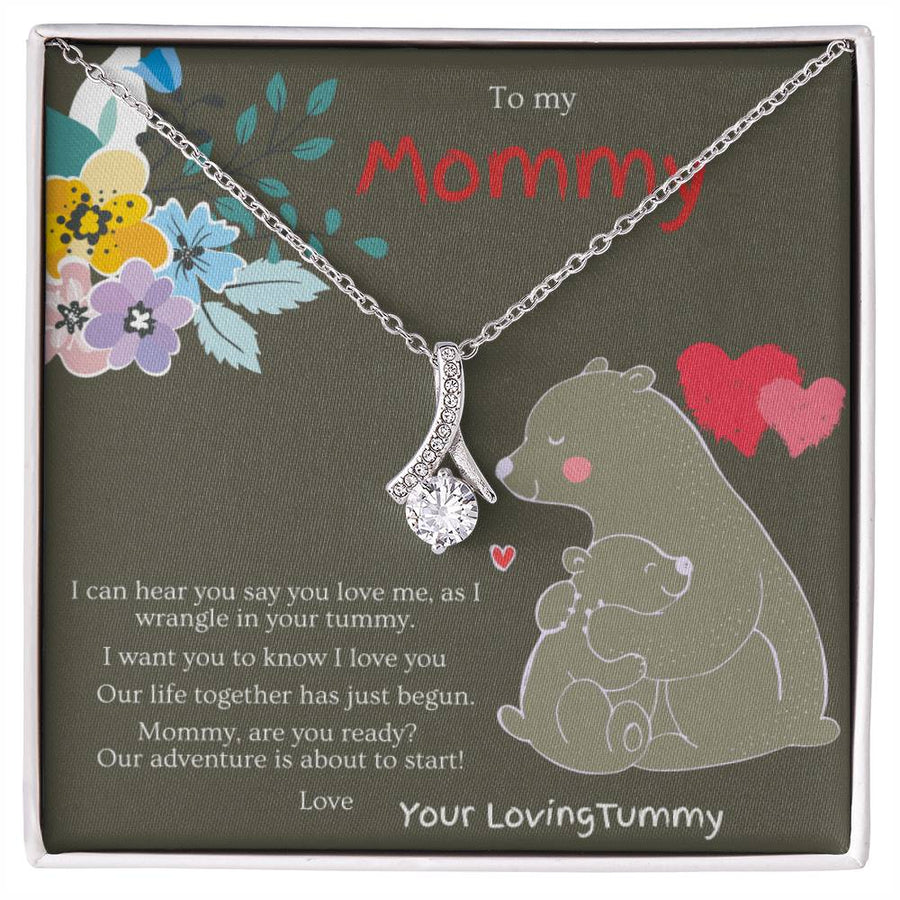 Adventure Begins Loving Mommy Tummy 18K Yellow Gold Finish Alluring Beauty Necklace Jewelry Emotional Pregnancy Gift for Beautiful Mom To Be