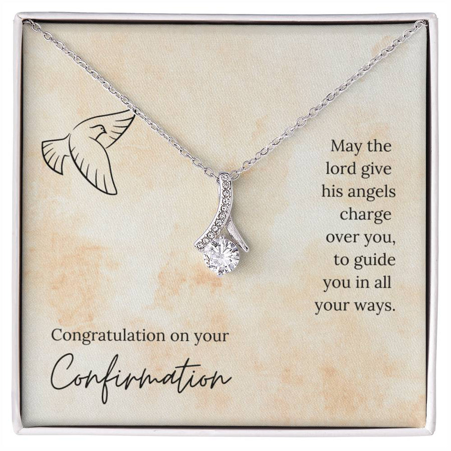 Guided By Angels Confirmation Necklace 14K White Gold Finish Alluring Beauty Necklace Jewelry Heartfelt Spiritual Gift for Beautiful Her Special Occasion