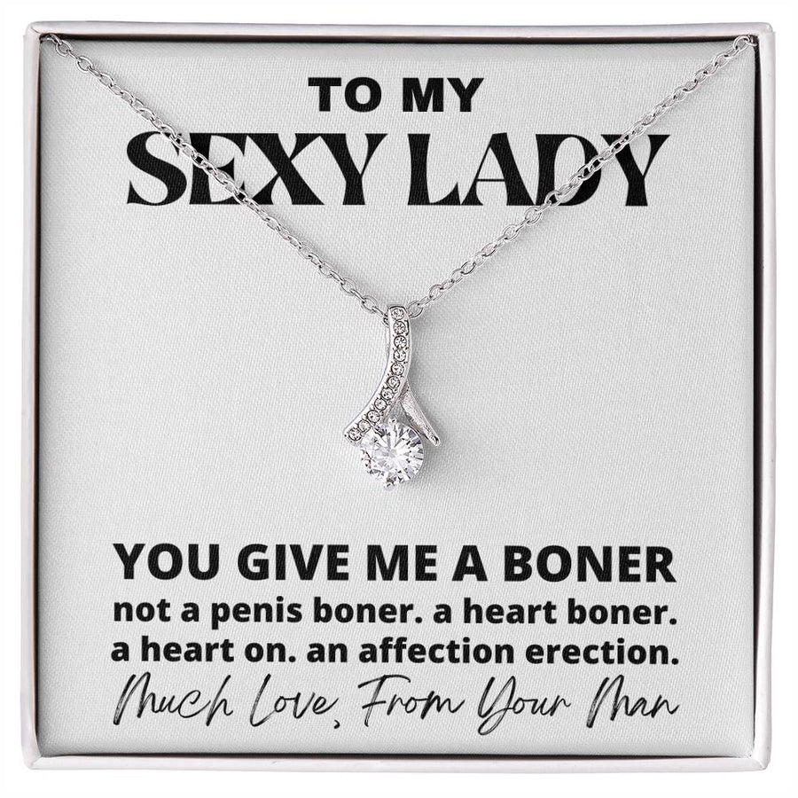 Sexy Lady You Give Me Heart Boner 18K Yellow Gold Finish Alluring Beauty Necklace Jewelry Beautiful Gift for Beautiful Woman Anniversary