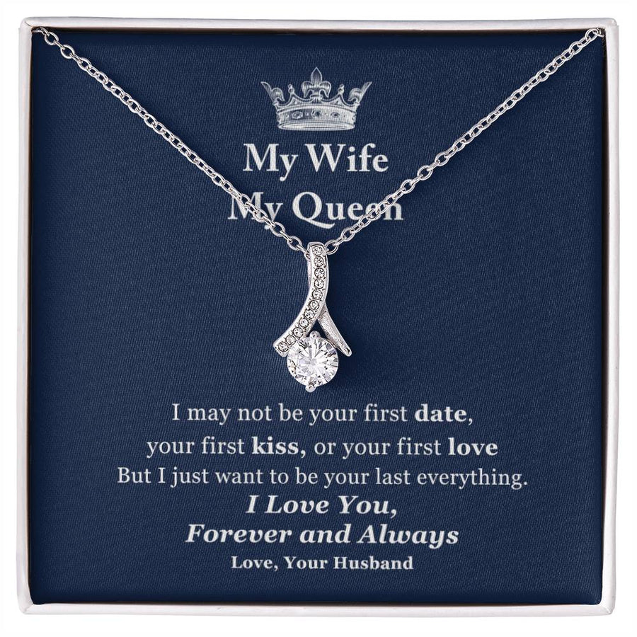 My Wife My Queen Forever Always Last Everything 18K Yellow Gold Finish Alluring Beauty Necklace Jewelry Perfect Gift for Wife Anniversary