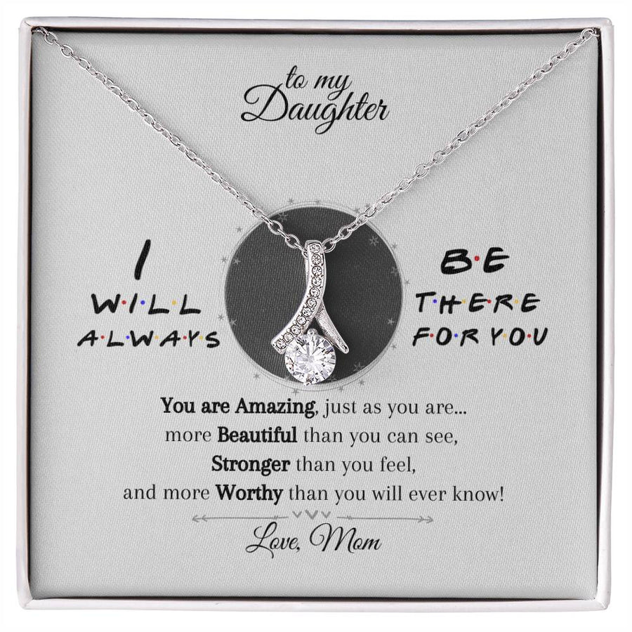 Amazing Beautiful Strong Worthy 14K White Gold Finish Alluring Beauty Necklace Jewelry Empowering Gift for Daughter Birthday