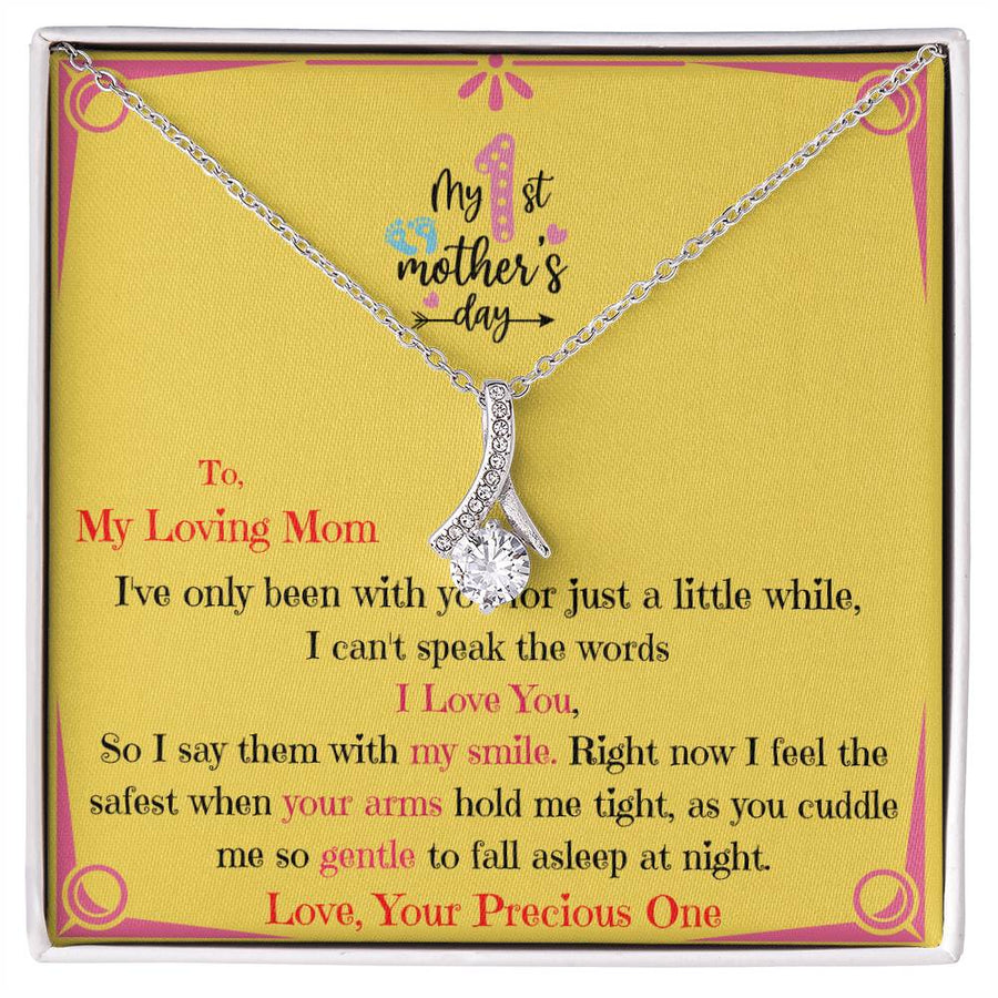 Precious One to Loving Mom First Mother’s Day 18K Yellow Gold Finish Alluring Beauty Necklace Jewelry Heartfelt Gift for Beautiful New Mom Occasion