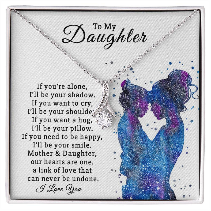 Mother Daughter Hearts Are One Link Love 14K White Gold Finish Alluring Beauty Necklace Jewelry Perfect Gift for Beautiful Daughter Birthday