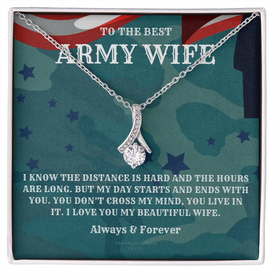 You Live In My Heart Army Wife 18K Yellow Gold Finish Alluring Beauty Necklace Jewelry Special Gift for Military Spouse