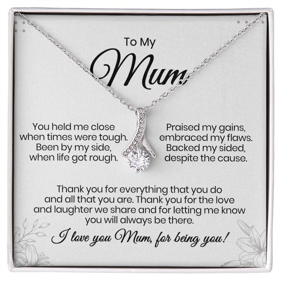 Praised Gains Embraced Flaws Mum 18K Yellow Gold Finish Alluring Beauty Necklace Jewelry Emotional Gift for Loving Mum Special Day