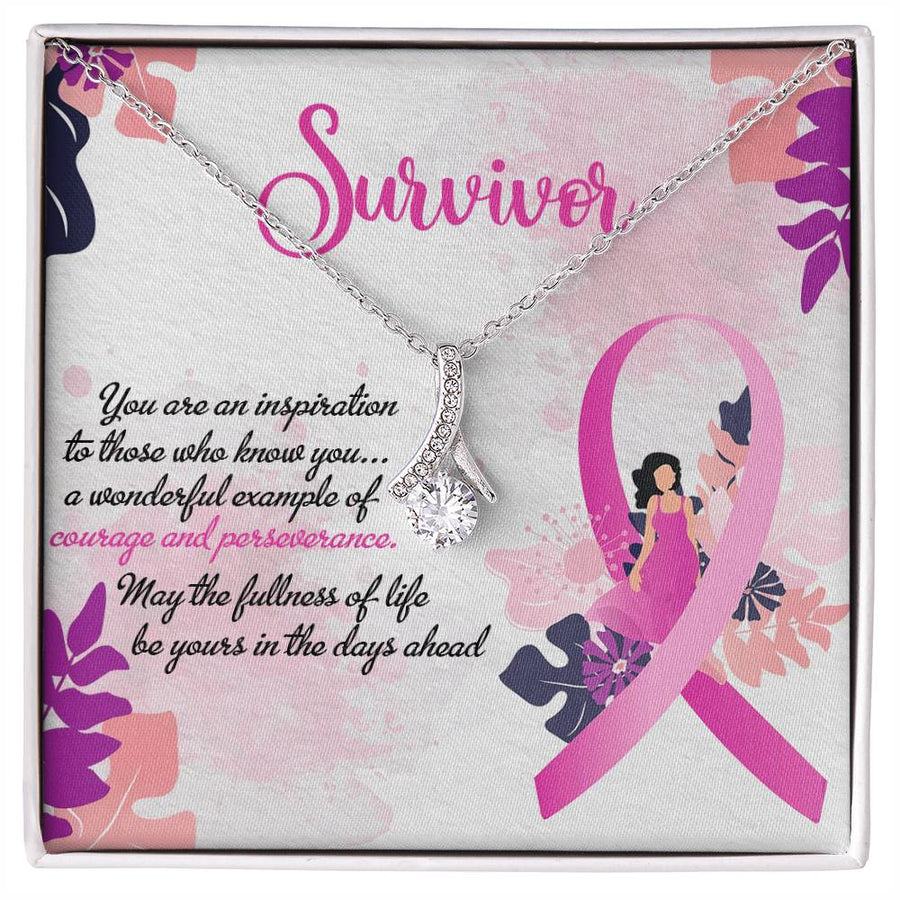 Courage Perseverance Pink Ribbon Blooms 18K Yellow Gold Finish Alluring Beauty Necklace Jewelry Celebratory Gift for Strong Survivor