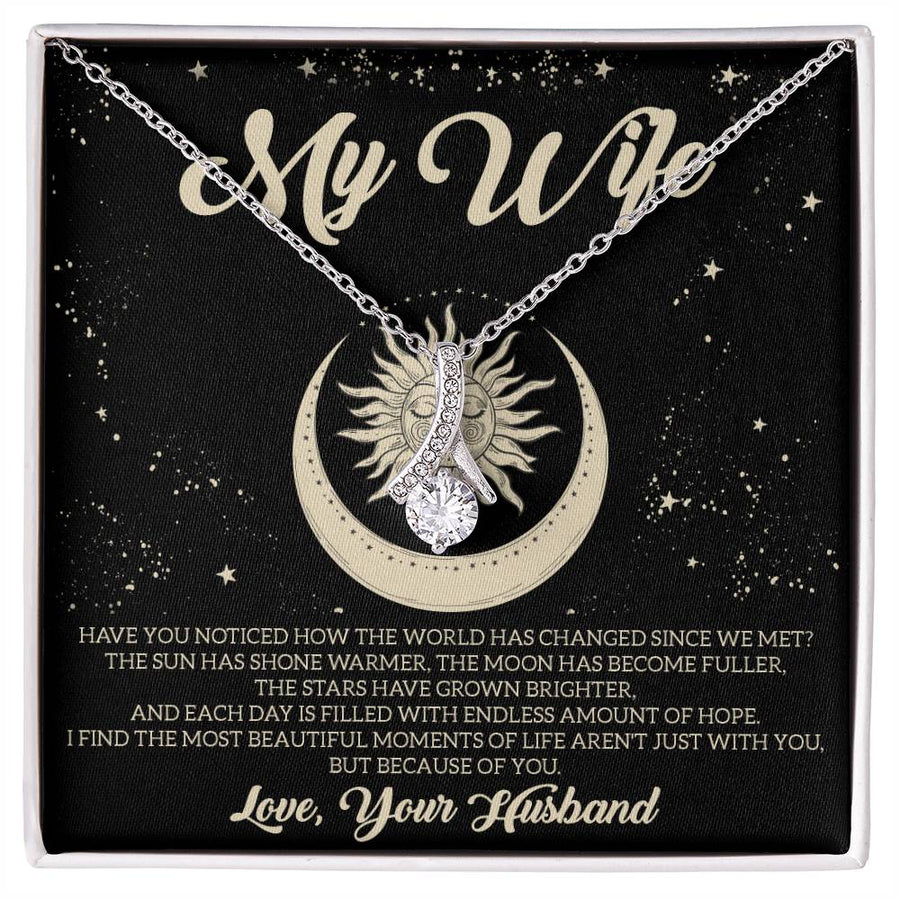 Most Beautiful Moments With My Wife 18K Yellow Gold Finish Alluring Beauty Necklace Jewelry Unique Gift for Lovely Wife from Husband