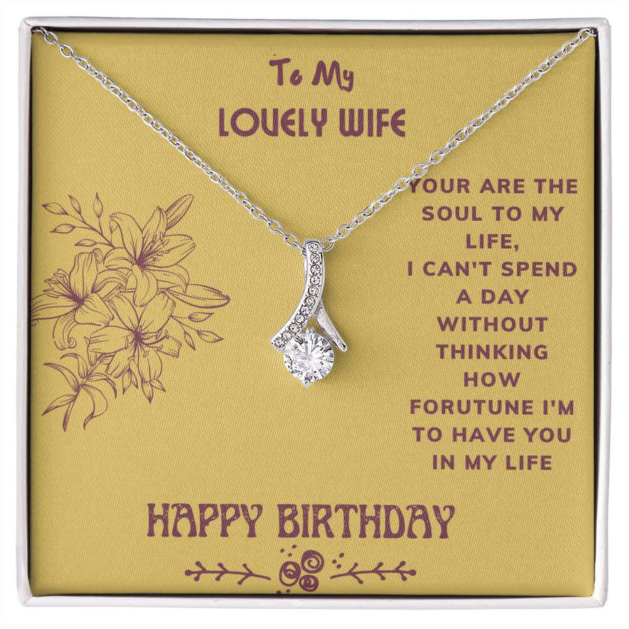 Fortune to Have You Lily Flower Birthday Necklace Beautiful Wife Gift 14K White Gold Finish Alluring Beauty Jewelry Sentimental Present