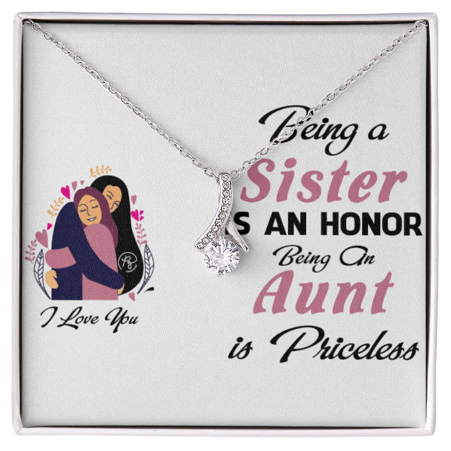 Honor of Sister Priceless Aunt 18K Yellow Gold Finish Alluring Beauty Necklace Jewelry Emotional Family Gift