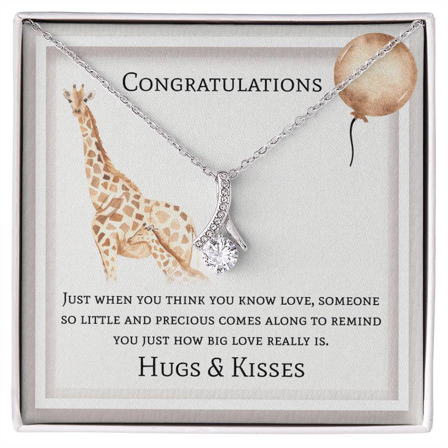 Big Love Little Blessing Hugs 18K Yellow Gold Finish Alluring Beauty Necklace Jewelry Precious Gift for New Baby Arrival Celebration