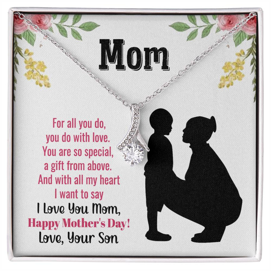 A Gift from Above Beautiful Mom 18K Yellow Gold Finish Alluring Beauty Necklace Jewelry Perfect Mother’s Day Present from Son