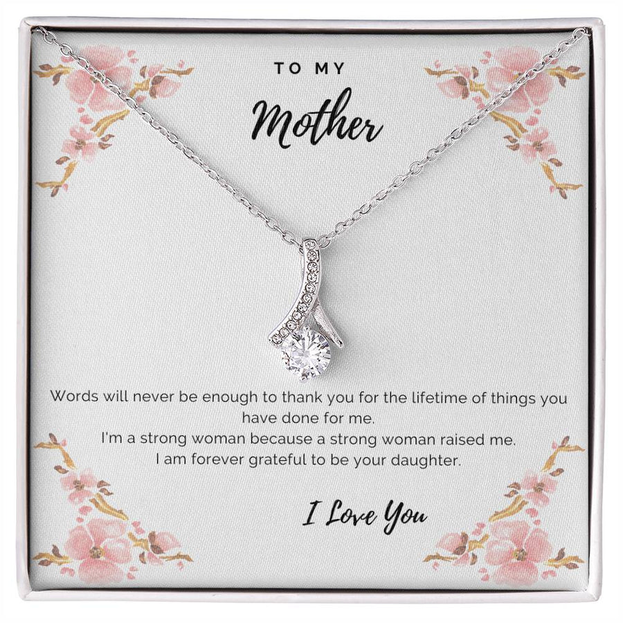 Thank You Mom Strength & Love Necklace 18K Yellow Gold Finish Alluring Beauty Necklace Jewelry Sentimental Present for Amazing Mother