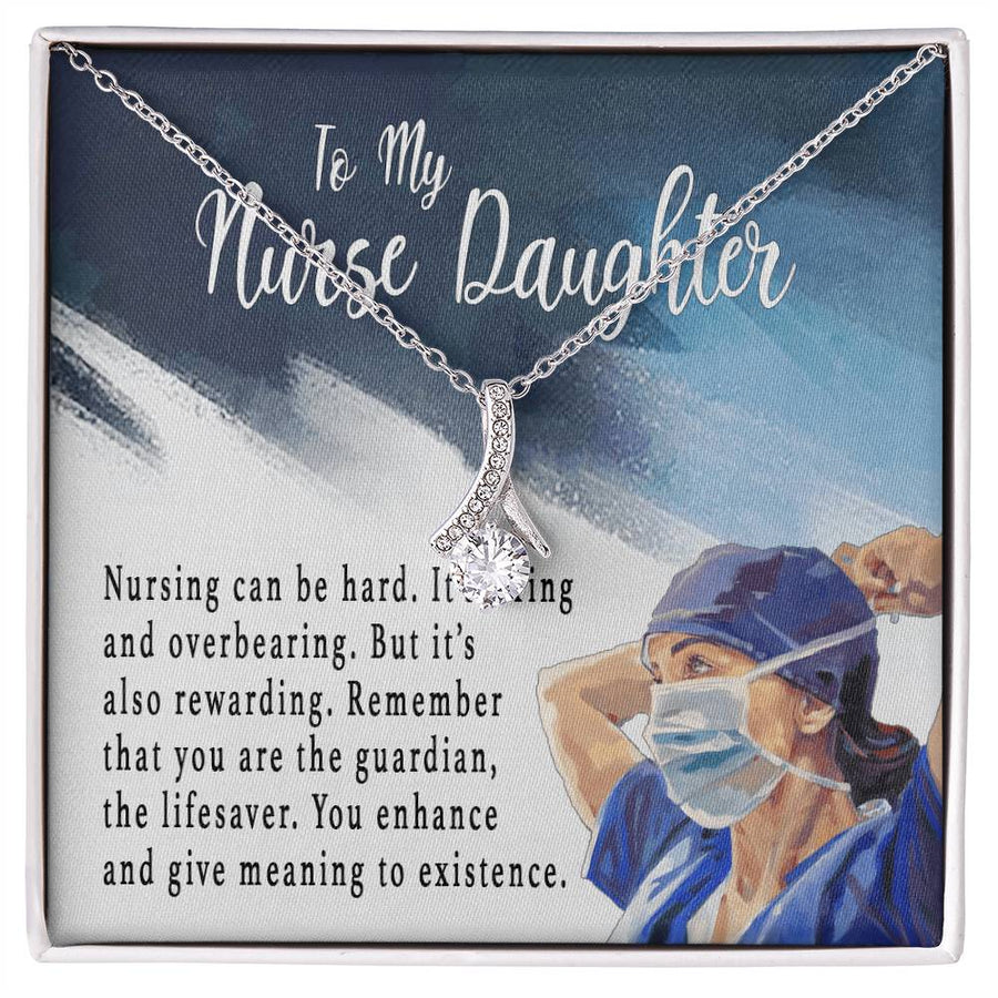 Nursing Strength Dedication Tribute 14K White Gold Finish Alluring Beauty Necklace Jewelry Empowering Gift for Caring Daughter Recognition