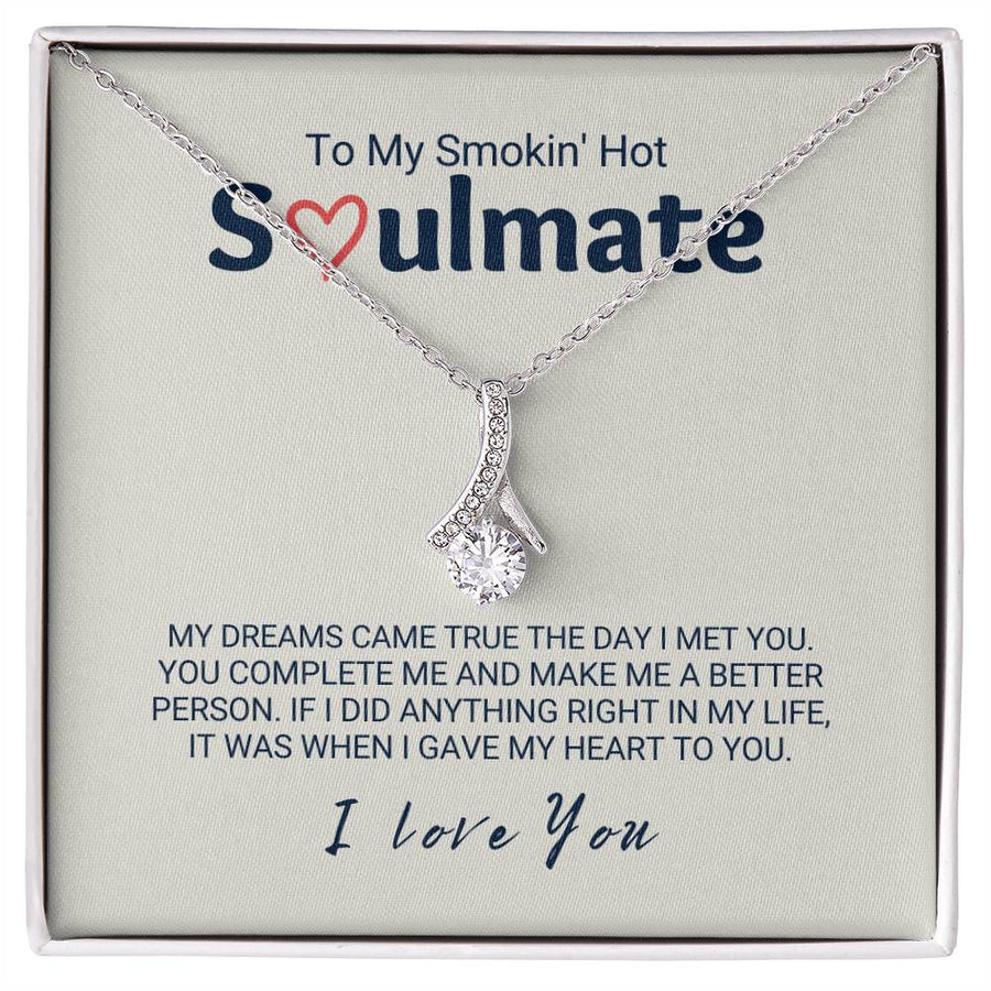 Smokin Hot Soulmate Dreams Came True 18K Yellow Gold Finish Alluring Beauty Necklace Jewelry Perfect Gift for Beautiful Woman Anniversary