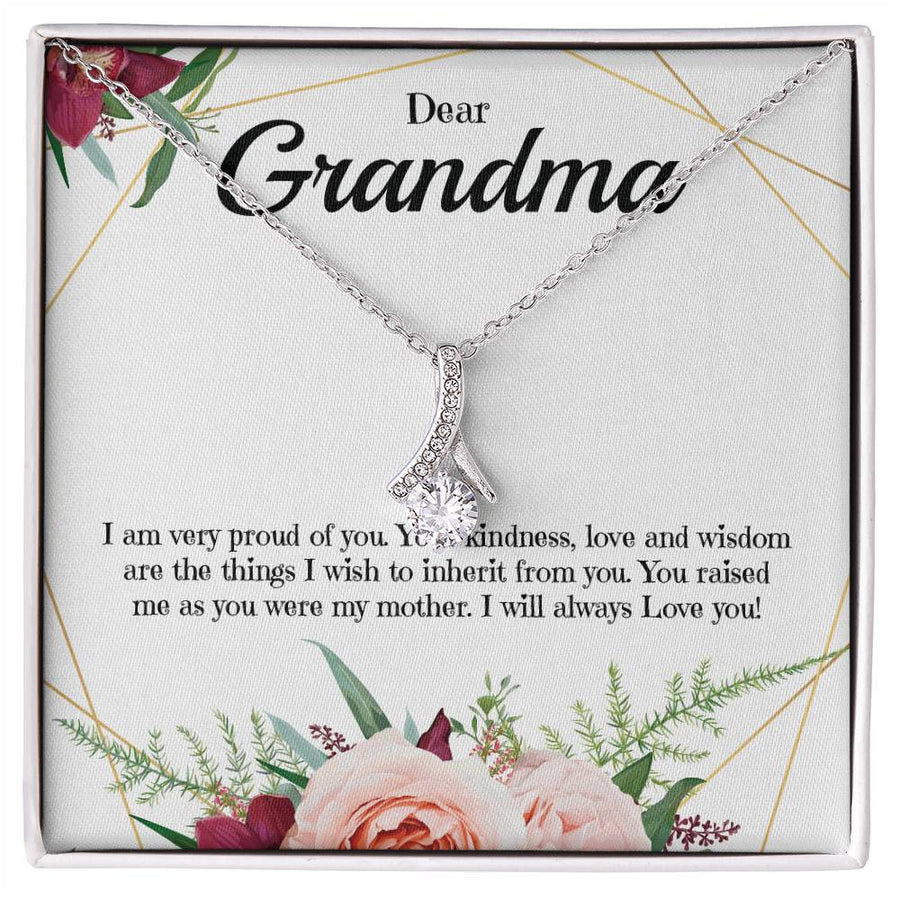 Raised Me Like a Mother Grandma Appreciation Necklace Orchid Bouquet Card 14K White Gold Finish Alluring Beauty Jewelry Sentimental Present