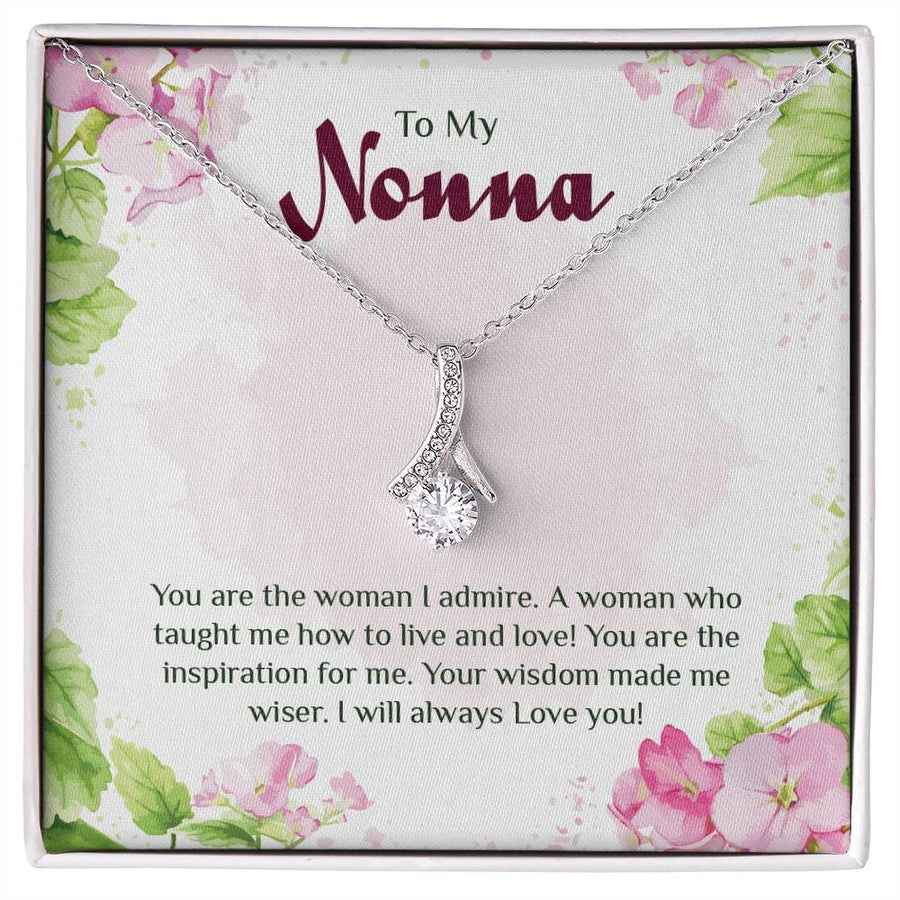 Inspiration & Wisdom To My Nonna Necklace 18K Yellow Gold Finish Alluring Beauty Jewelry Floral Watercolor Card Heartfelt Gift