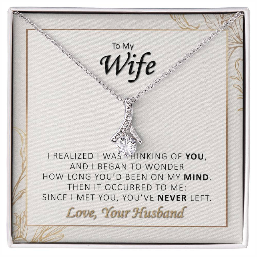 You’ve Never Left My Mind 14K White Gold Finish Alluring Beauty Necklace Jewelry Romantic Gift for Beloved Wife Anniversary