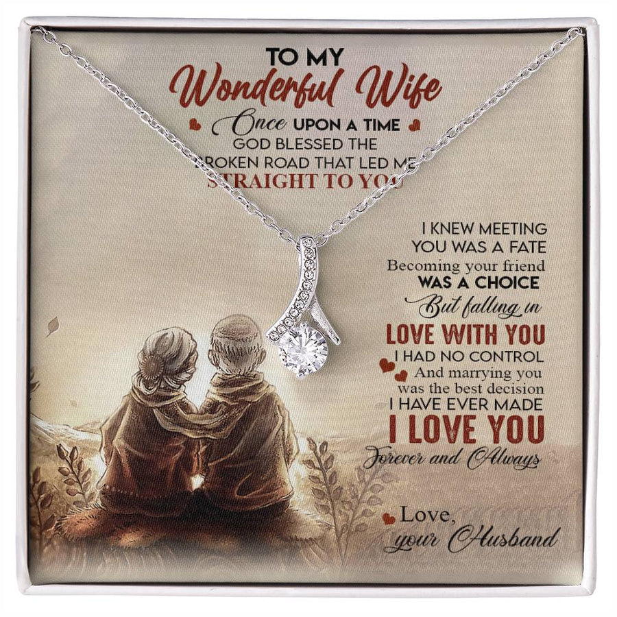 Wonderful Wife Broken Road Led Straight You 18K Yellow Gold Finish Alluring Beauty Necklace Jewelry Beautiful Gift for Beautiful Wife Anniversary