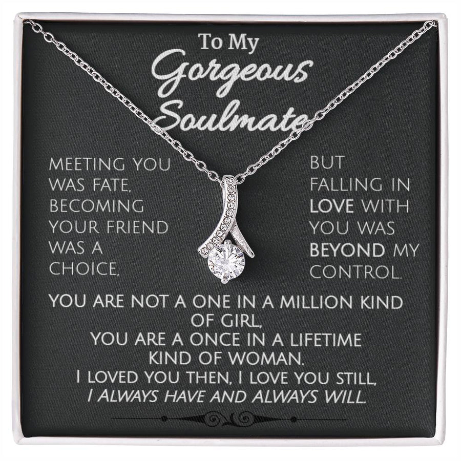 Once In A Lifetime Woman Always 14K White Gold Finish Alluring Beauty Necklace Jewelry Romantic Gift for Beautiful Wife Special Day