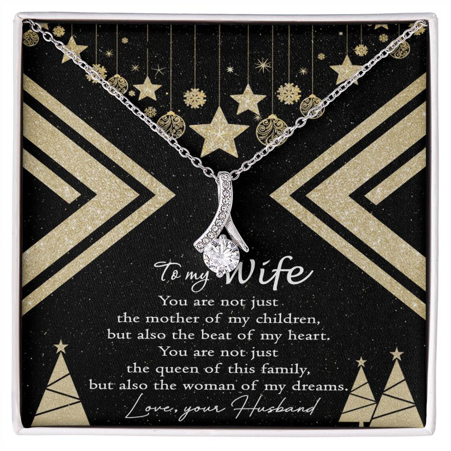 Queen of This Family To My Wife Necklace 18K Yellow Gold Finish Black & Gold Star Card Jewelry Dream Woman Gift from Husband