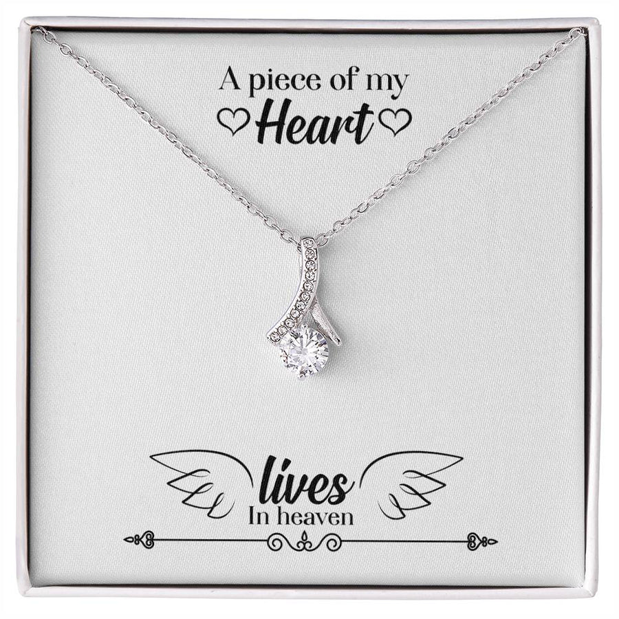 Piece of My Heart Lives in Heaven 18K Yellow Gold Finish Alluring Beauty Necklace Jewelry Comforting Memorial Gift for Beautiful Woman Remembrance