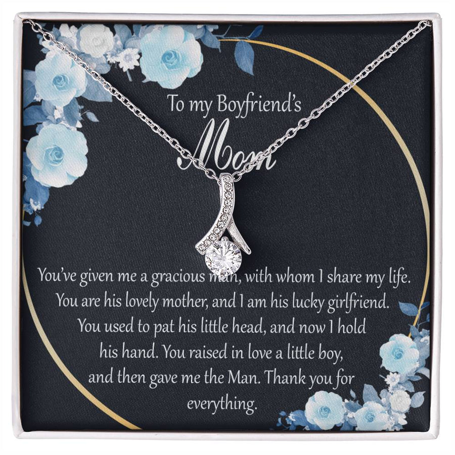 You’ve Given Me A Gracious Man 18K Yellow Gold Finish Alluring Beauty Necklace Jewelry Heartfelt Gift for Boyfriend’s Mom from Girlfriend