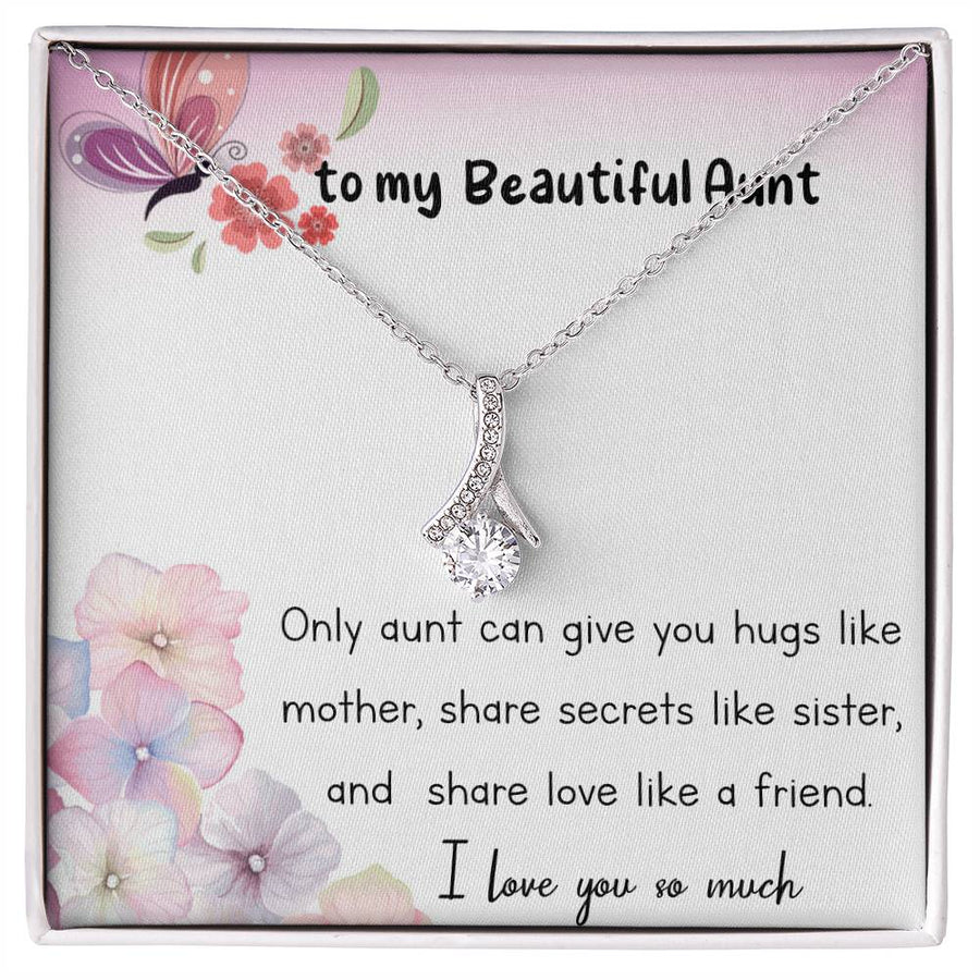 Beautiful Aunt Love Like Mother Sister Friend 18K Yellow Gold Finish Alluring Beauty Necklace Jewelry Heartfelt Gift for Cherished Auntie