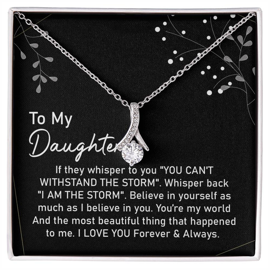 I Am The Storm Empowered Daughter Necklace 18K Yellow Gold Finish Alluring Beauty Necklace Jewelry Motivational Gift for Strong Daughter Birthday