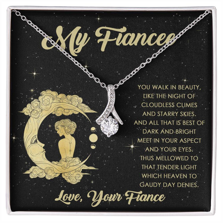 Best Of Dark And Bright Meet 14K White Gold Finish Alluring Beauty Necklace Jewelry Sophisticated Gift for Stunning Fiancée Anniversary